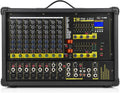 10 channel stage power mixer with multiple inputs and USB for versatile audio mixing