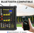 10 channel stage power mixer with Bluetooth compatibility and multiple input options for versatile audio mixing