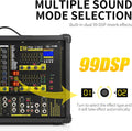 10 channel stage power mixer with built-in dual 99 DSP reverb effects and sound mode selection