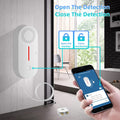 Home security alarm system with Tuya water level sensor alarm showing mobile app monitoring