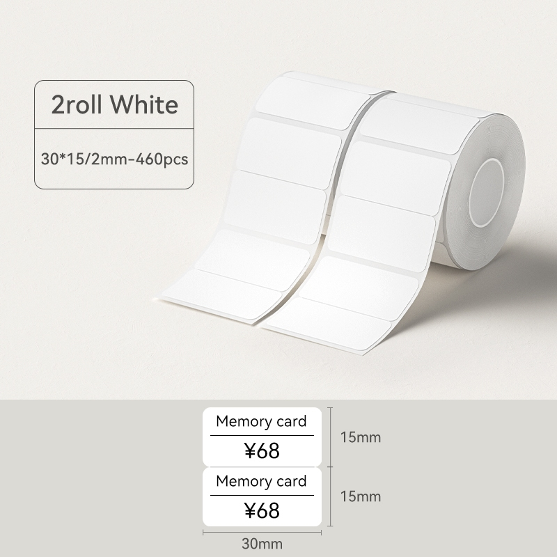 Two rolls of White Thermal Label Stickers with 30mm x 15mm size for easy labeling