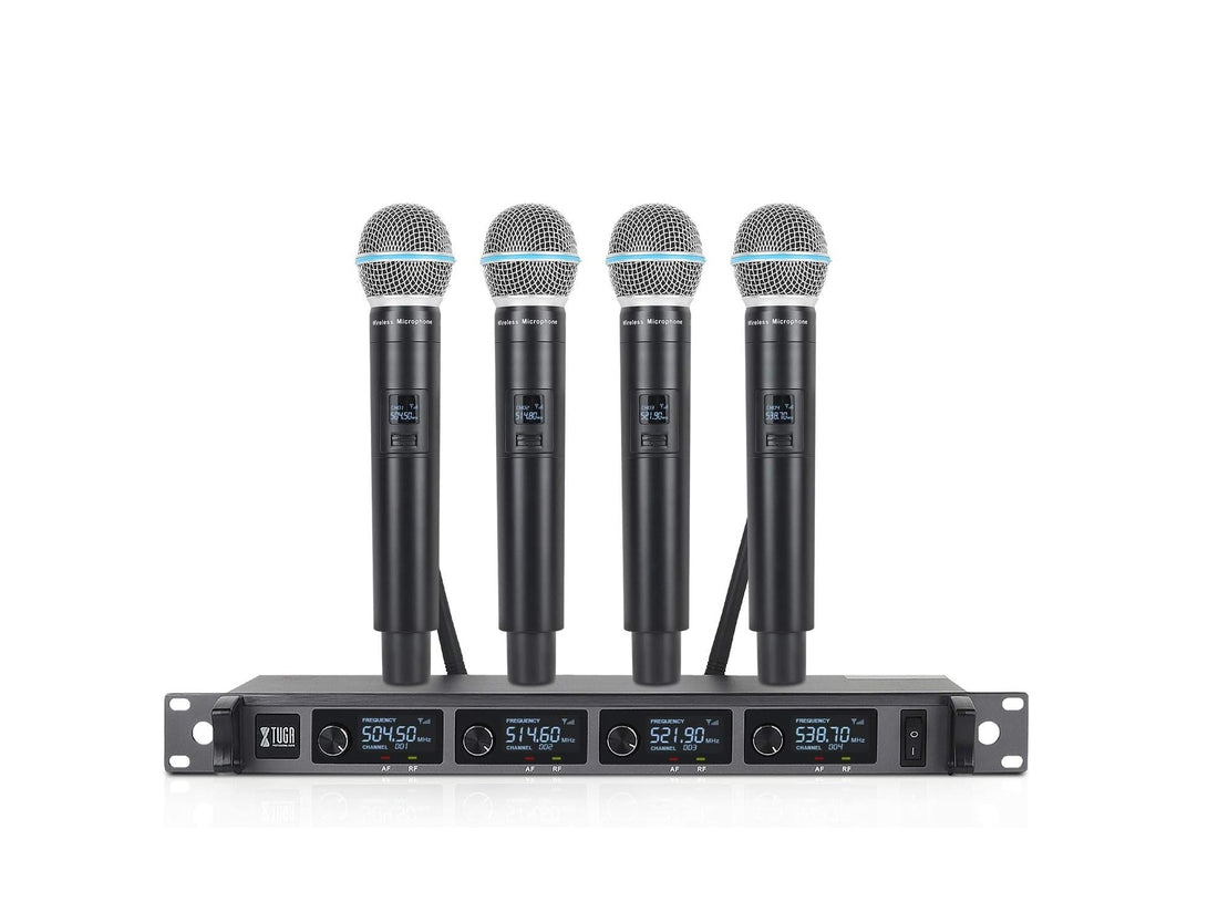 VMIDirect UHF Microphone System with four handheld microphones and rack mount design