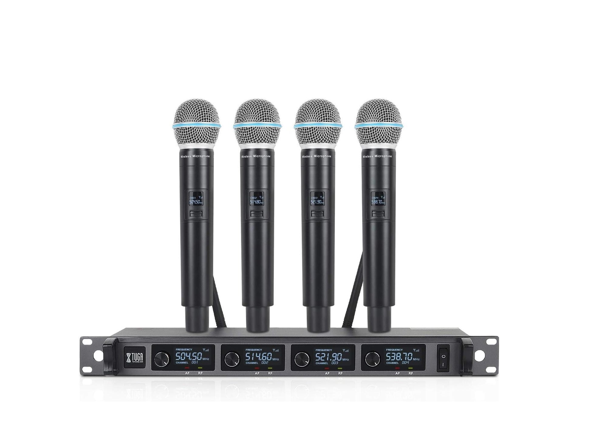 VMIDirect UHF Microphone System with four handheld microphones and rack mount design