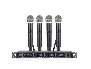 VMIDirect UHF Microphone System with four handheld microphones and rack mount design
