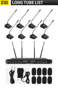 UHF wireless conference microphone system with six gooseneck mics and a receiver unit for clear audio capture