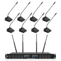 UHF wireless conference microphone system with six gooseneck mics and receiver for clear audio during meetings