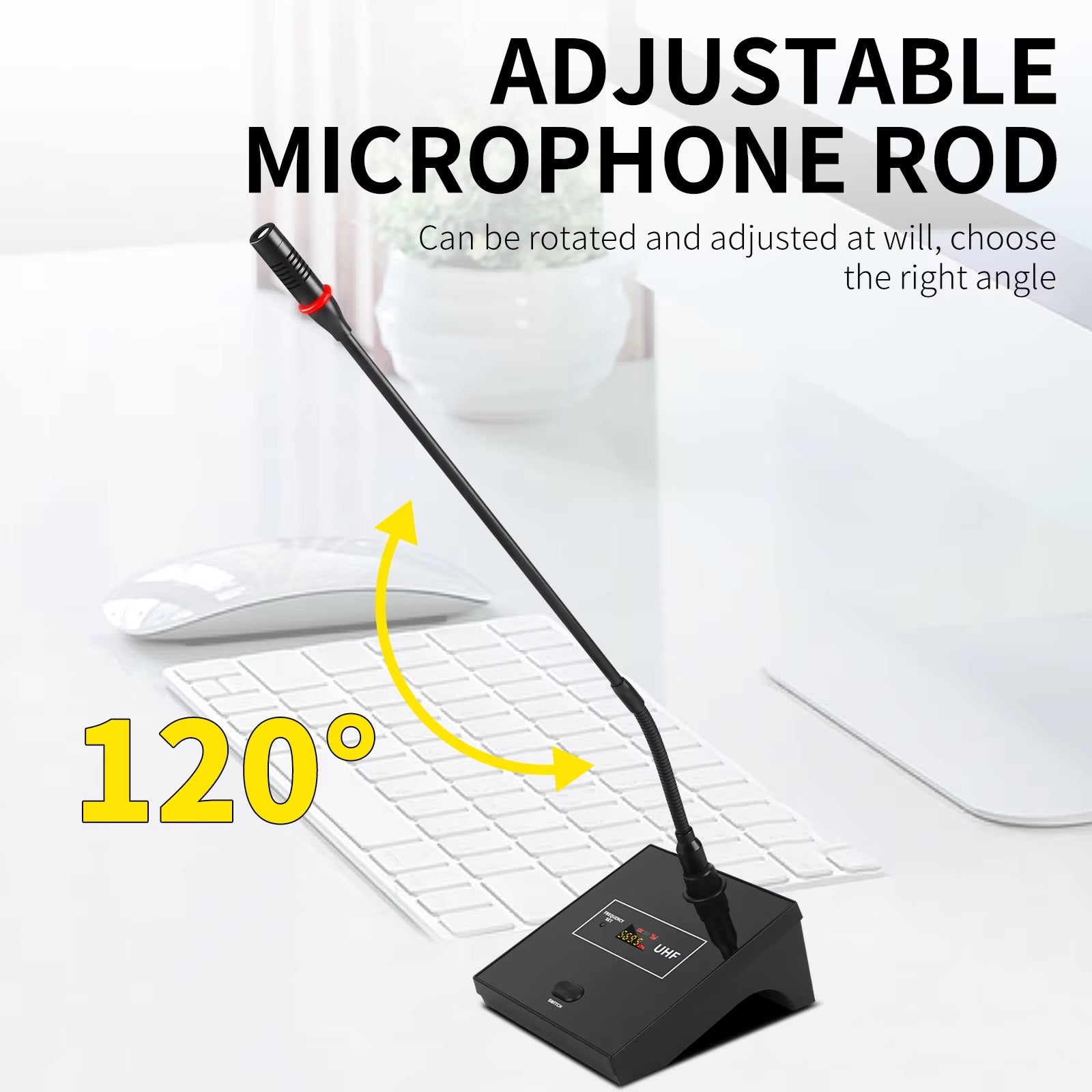 Gooseneck Microphone with Adjustable Rod for UHF wireless conference microphone system