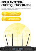UHF wireless conference microphone system with four antennas for enhanced audio performance.