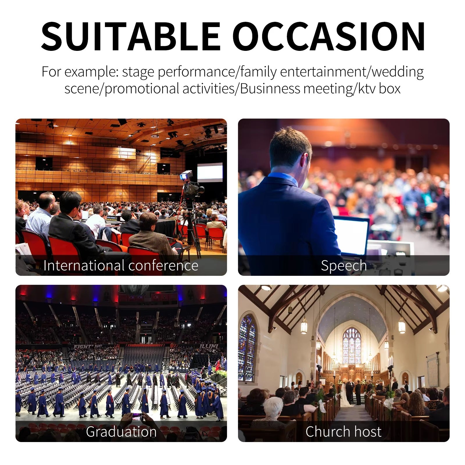 Gooseneck microphone for UHF wireless conference microphone system at various events