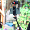 Adjustable Mount Clip for Mobile Cellphone with Smartphone attached and microphone for video recording