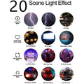20 scene light effect options displayed for RGB Mini LED Video Light from VMIDirect