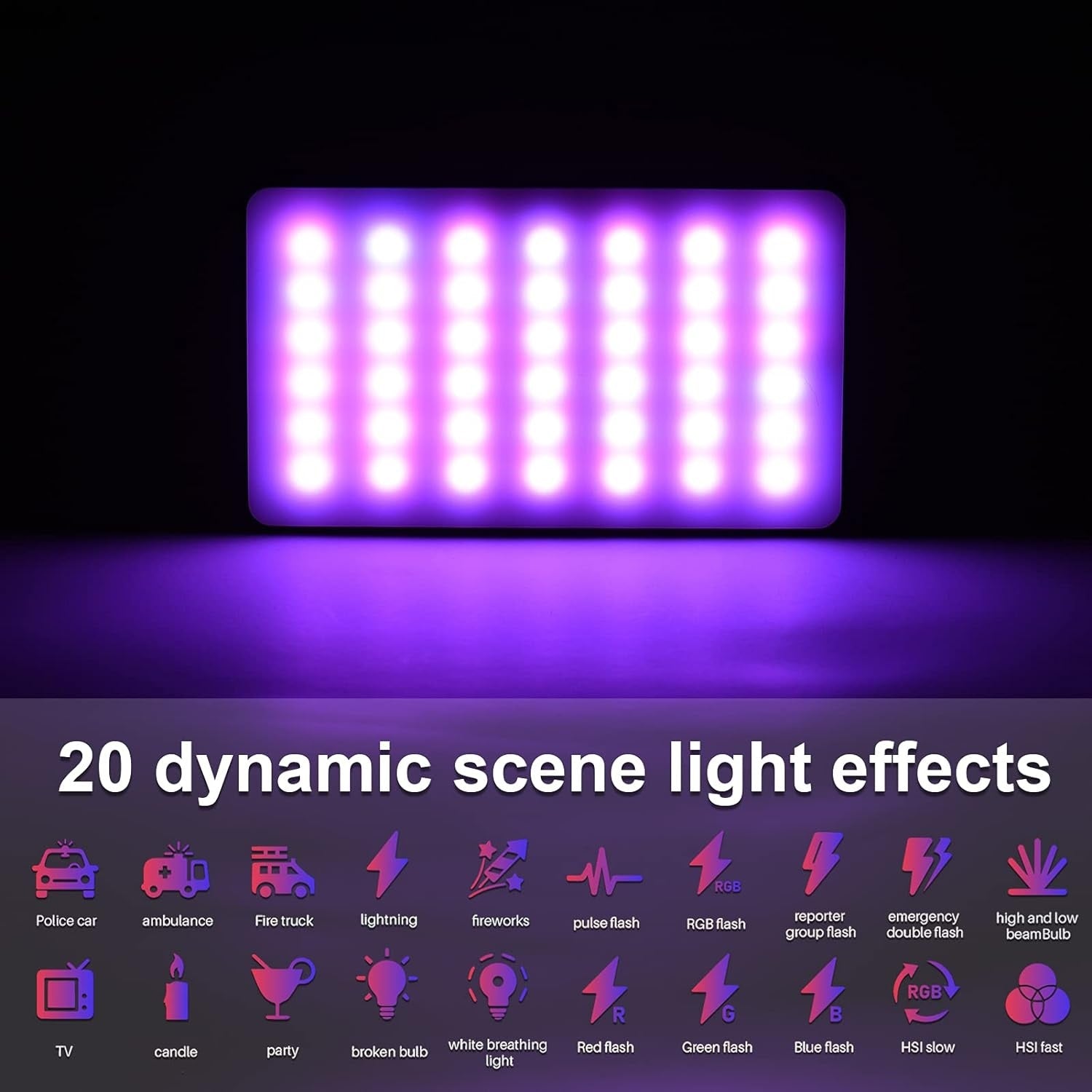 VMIDirect RGB Mini LED Video Light with 20 dynamic scene light effects for versatile lighting setups