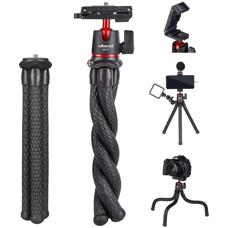 Ulanzi MT-11 mini tripod with flexible legs and 360-degree ball head for versatile camera positioning