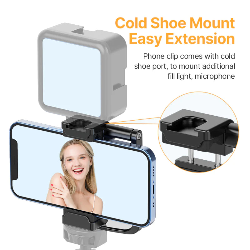 UlanzI ST-30 phone clip with mirror and cold shoe mount for easy extension and additional accessories