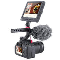 Ulanzi UURig R005 cold shoe mount attached to a camera with a monitor and microphone for enhanced shooting