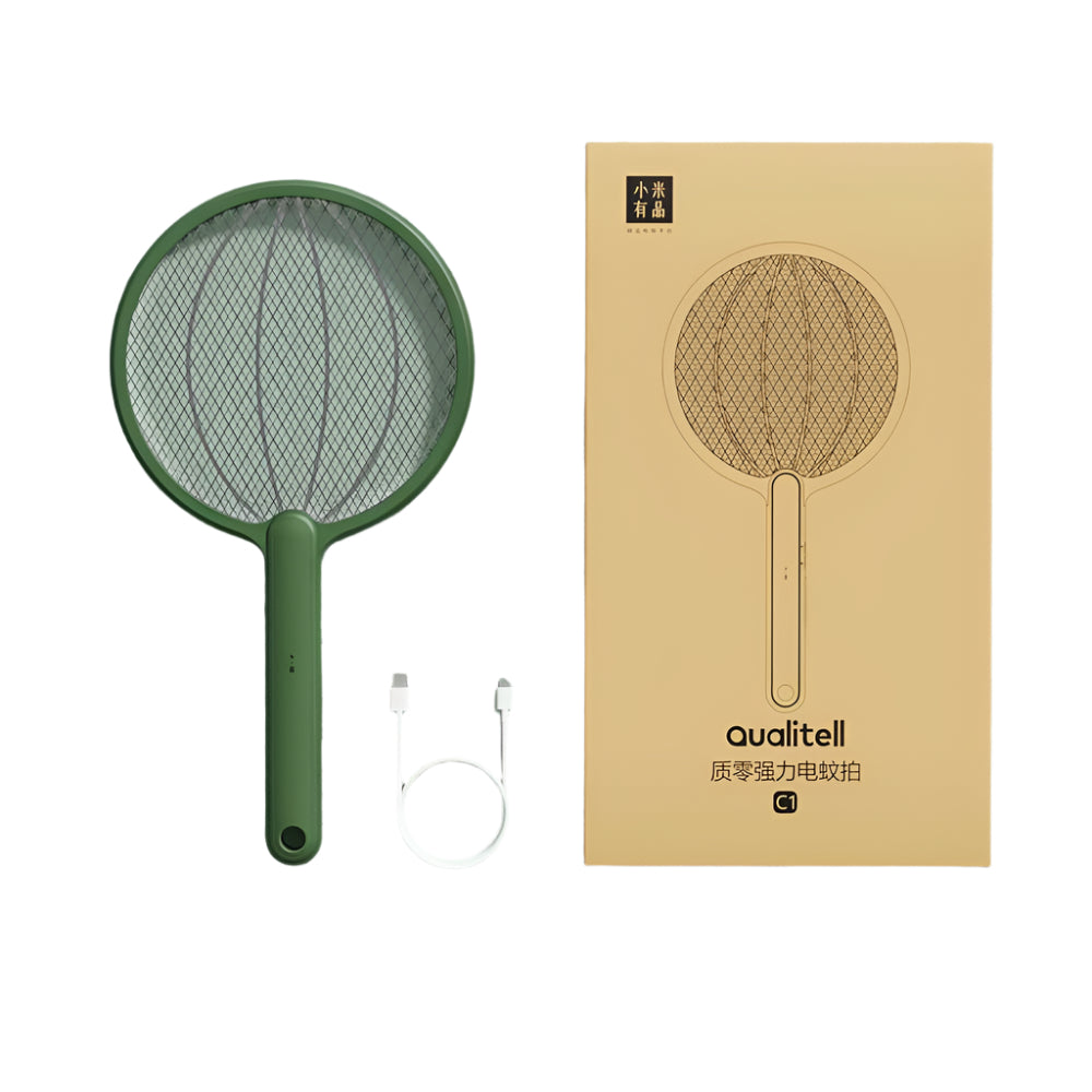 USB rechargeable mosquito swatter with a lightweight design and purple light for effective insect control