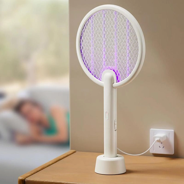 USB rechargeable mosquito swatter with ergonomic handle and stylish design for indoor use