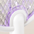 USB rechargeable mosquito swatter with protective grid and electric light for outdoor use