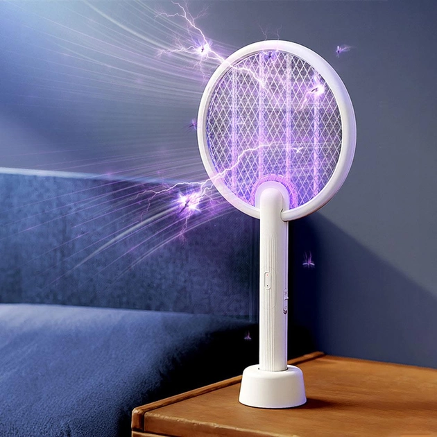 USB rechargeable mosquito swatter with a sleek design, perfect for indoor insect control