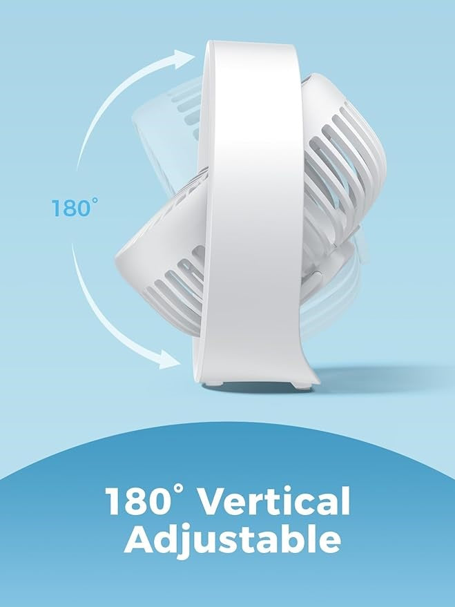 VMIDirect desk fan with 180 degree vertical adjustable feature for personalized airflow