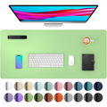 VMIDirect Leather Desk Pad in Green with Keyboard, Mouse, Phone, and Coffee Mug