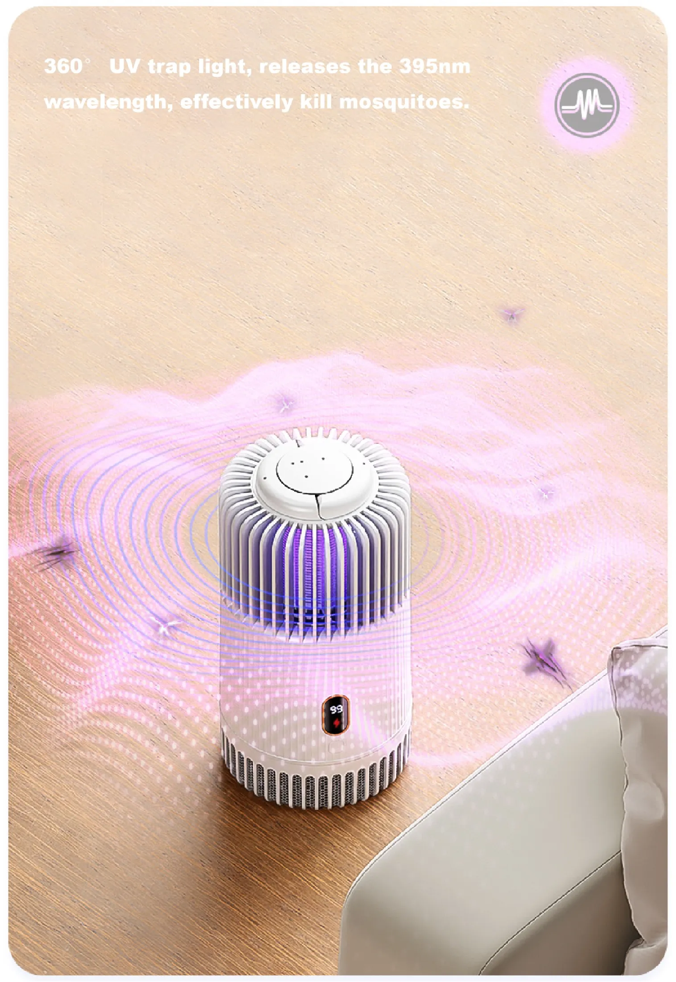 UV mosquito repellent lamp digital display with 360-degree UV trap light to effectively kill mosquitoes