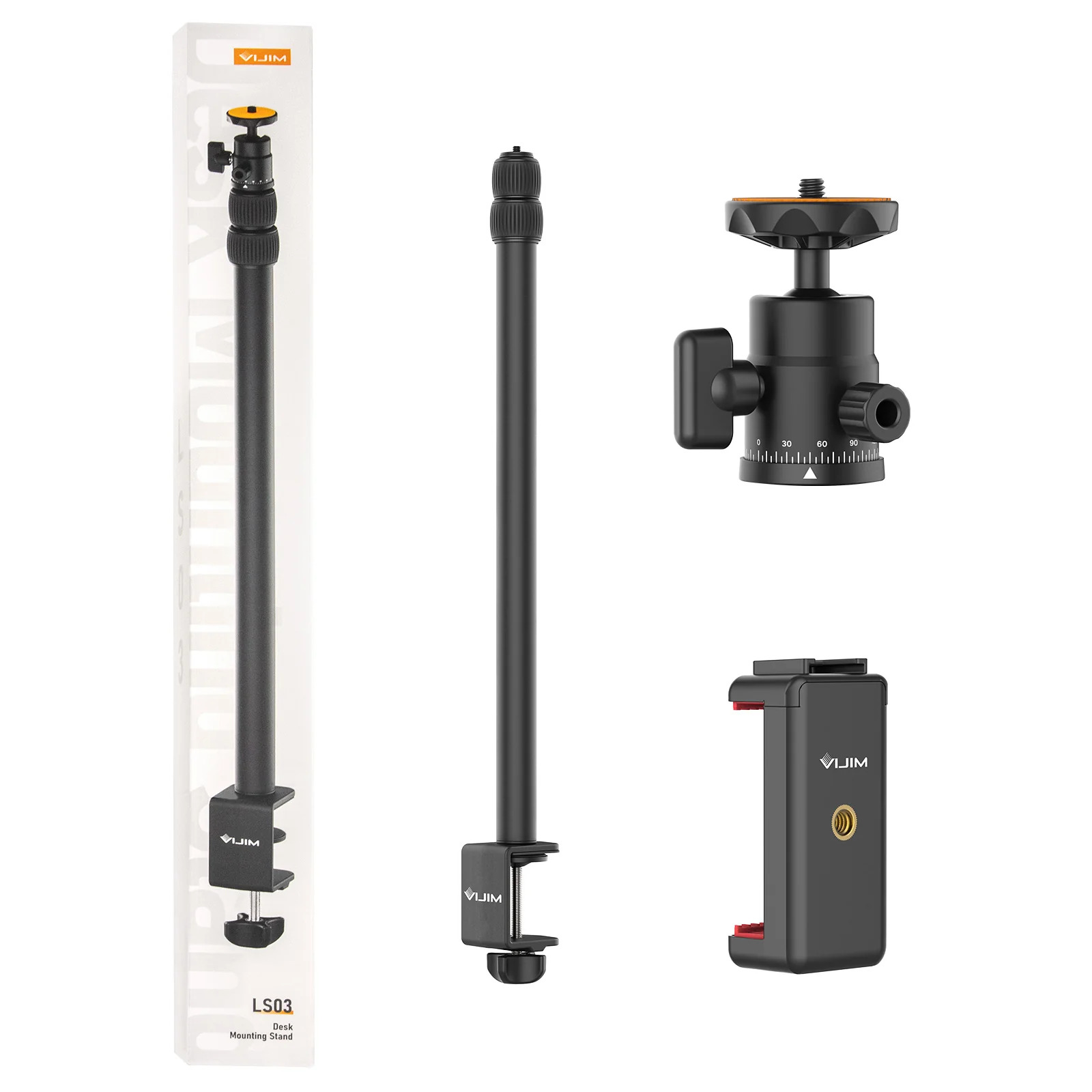 VMIDirect Extendable Desk Mount Stand for Cameras and Smartphones with Adjustable Head