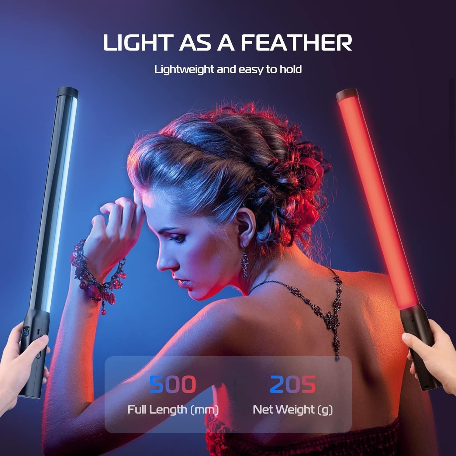 VL119 RGB Handheld LED Light Wand ideal for photography and video projects with lightweight design