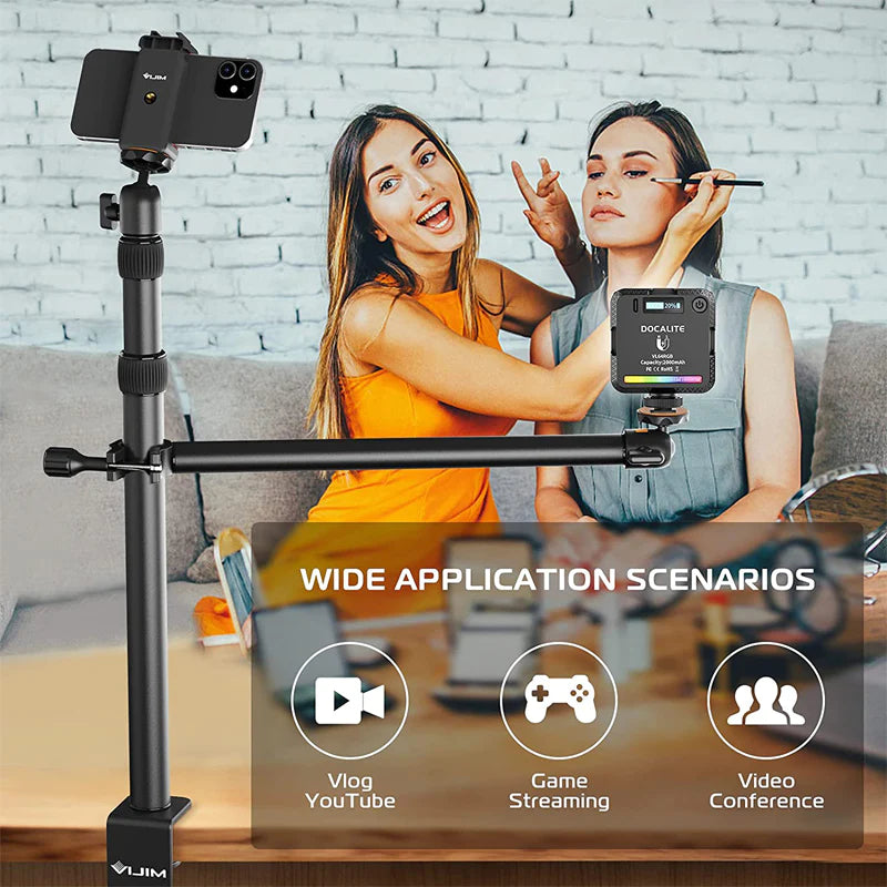 VMIDirect Desk Mount Stand for smartphones, ideal for vlogging, game streaming, and video conferencing.