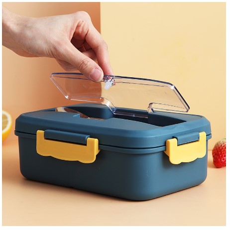 1000ml Wheat Straw Fiber Bento Lunch Box with a secure lid and vibrant colors for meal prep