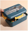 1000ml Wheat Straw Fiber Bento Lunch Box with Compartments and Included Cutlery for Meal Prep