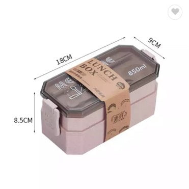 VMIDirect 2-Layer Portable Plastic Bento Lunch Box with Measuring Markings and Secure Lid
