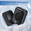 VMIDirect Portable Neck Fan in black, compact design for easy travel, featuring waist clip fan functionality