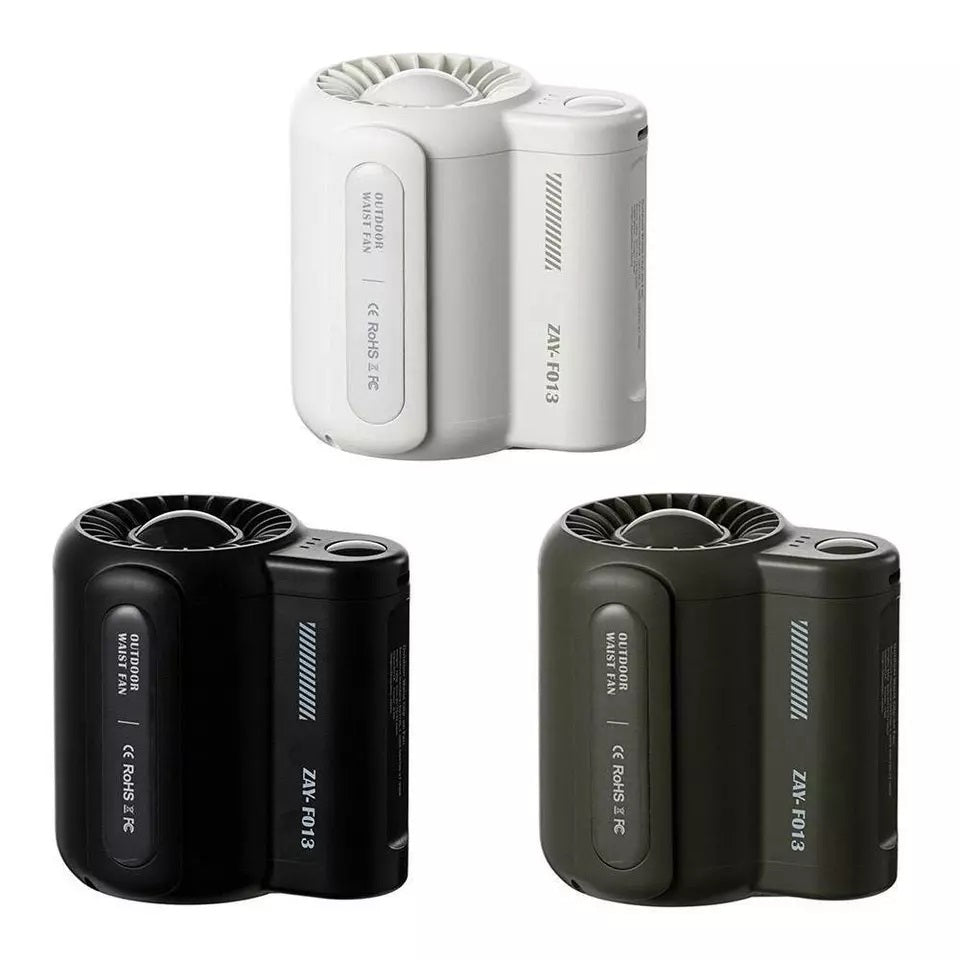VMIDirect Waist Clip Fan in Black, White, and Olive Green for Portable Personal Cooling