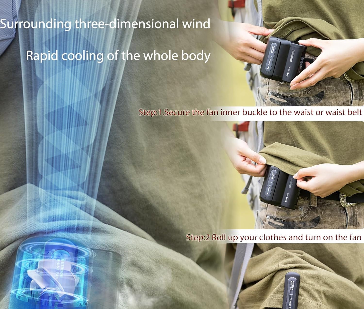 VMIDirect waist clip fan offers rapid cooling with three-dimensional wind for outdoor activities