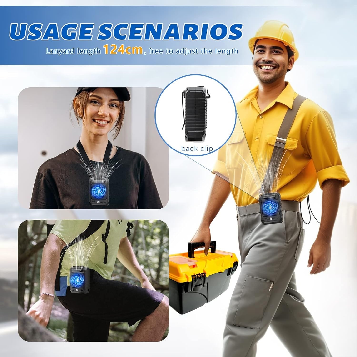 VMIDirect portable neck fan with adjustable lanyard and waist clip fan design for hands-free cooling