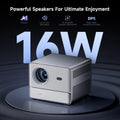 4K smart home projector with powerful 16W speakers and AI sound optimization