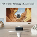 Auto focus home cinema projector positioned on a table projecting a clear image of canyon walls