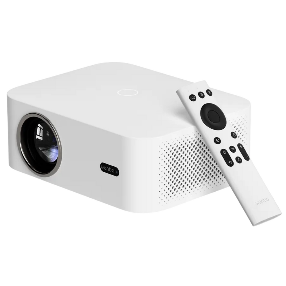 White auto focus home cinema projector with remote control and ventilation holes
