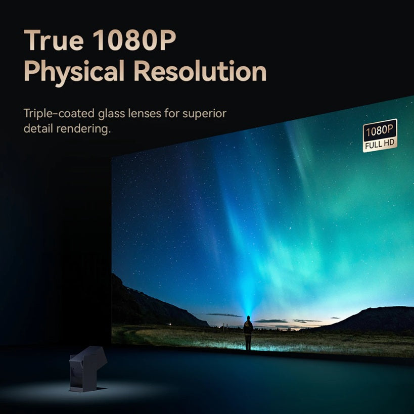 Wanbo Cube 2 Pro 1080P smart projector showcasing stunning true 1080P physical resolution performance