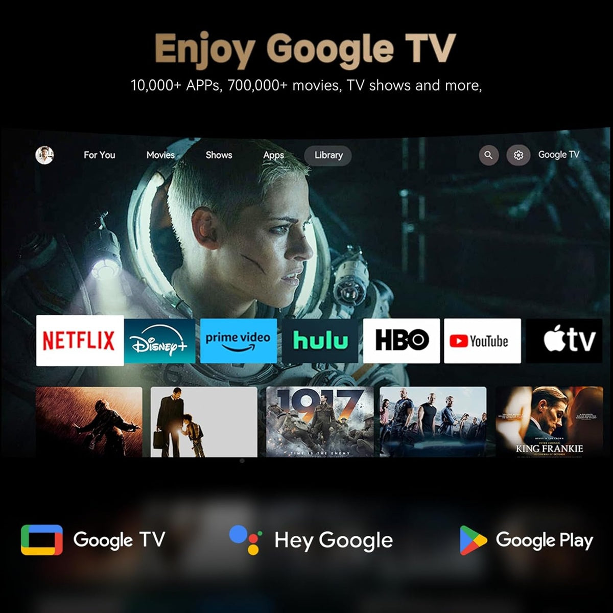 Home Theater Projector Philippines showcasing Google TV interface with streaming options