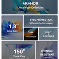 Portable projector screen with 4K HDR, eyes protection, wrinkle-resistant material, and 150-degree visual view