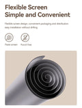 Flexible portable projector screen rolled up showing simple installation and punch-free design