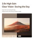Portable projector screen with 2x high gain for clear vision during the day and soft image at night