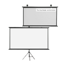 Portable projector screen with adjustable ring hanger and tripod stand for easy setup
