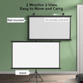 Portable projector screen with wall mounted and stand options, easy to move and carry