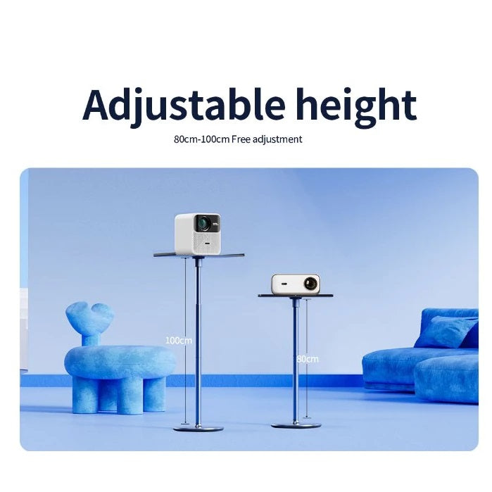 Adjustable height projector accessories holder for home in modern blue living room setup