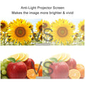 Comparison of anti-light projector screen images and ordinary images showing brighter vivid colors for projector accessories holder for home