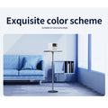Projector accessories holder for home in modern living room with blue couch and large window