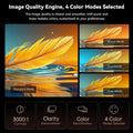 Wanbo X5 Pro smart projector showing image quality engine with four color modes including standard warm cool and user mode